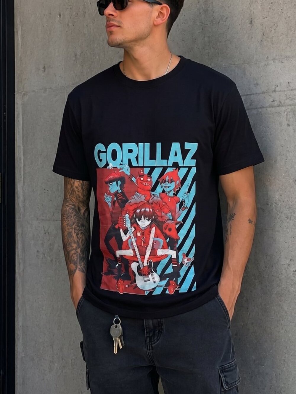 GORILLAZ BAND MENS TEE- (US L)